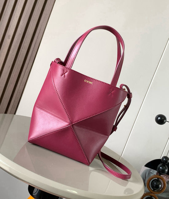 Loewe Puzzle Fold Mini Glossy Leather Tote 9030