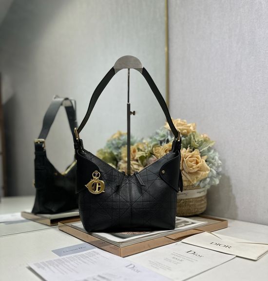 Christian Dior Voyage Soft Leather Handbag Black 2846