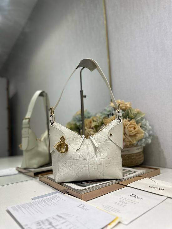 Christian Dior Voyage Handbag Goat Pattern White 2846