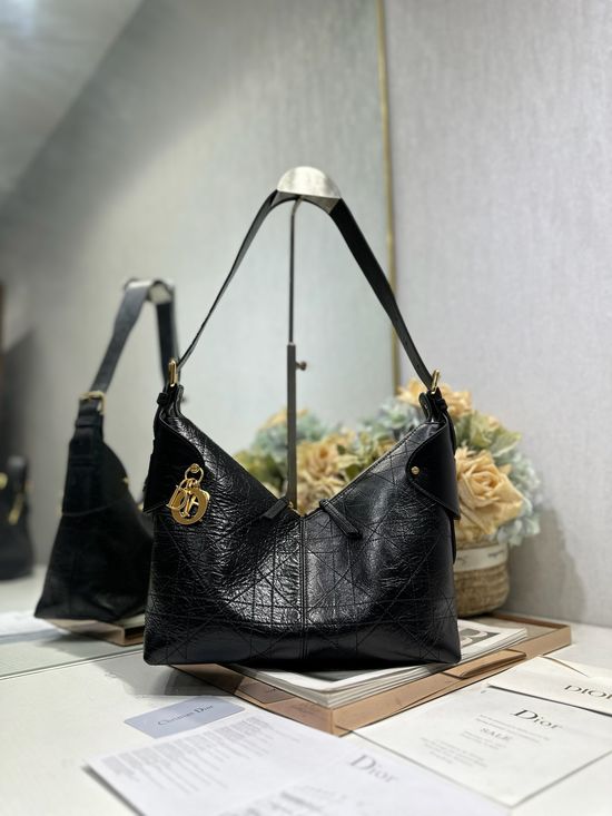 Christian Dior Voyage Medium Black Leather Bag 2845