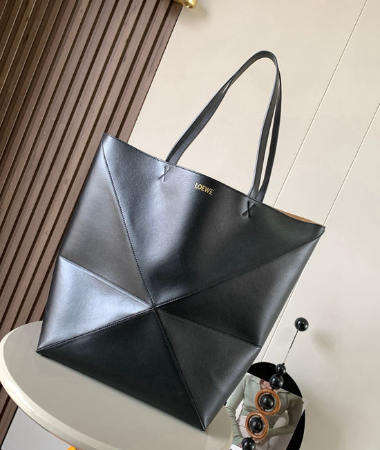 Loewe Puzzle Fold Calfskin Tote 9033 Black