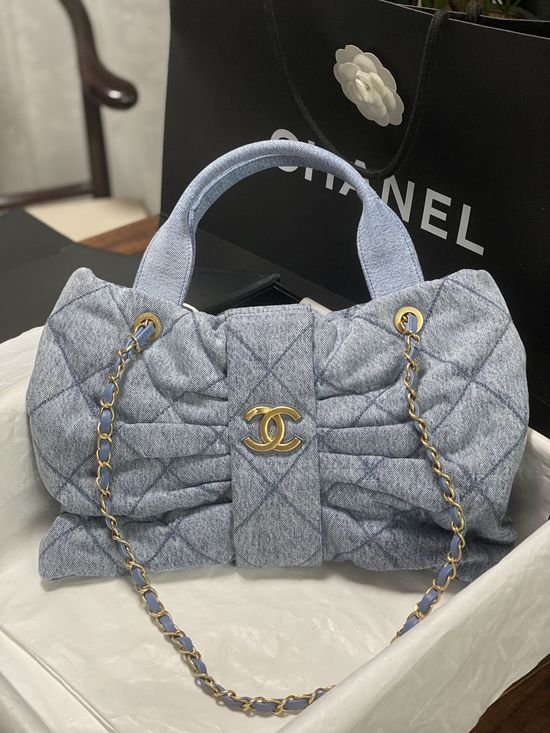 Chanel Bow Denim Lambskin Handbag AS5851 AS5849