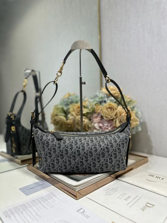 Christian Dior D-Journey Denim Gray Handbag 2416