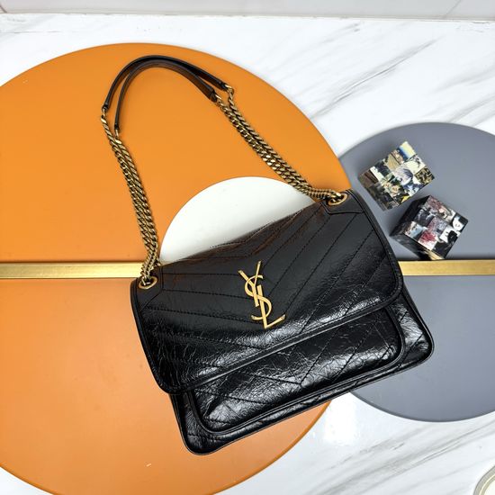 Yves Saint Laurent NIKI Medium Crinkled Leather Bag 498894