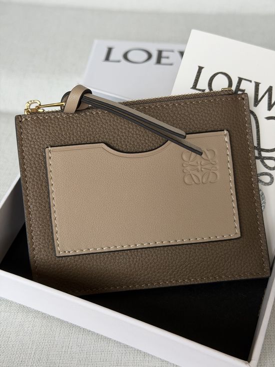 Loewe Taupe Leather Card Holder 9777