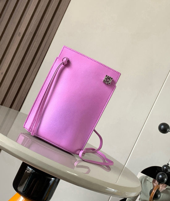 Loewe Dice Pocket Leather Phone Bag with Logo 9027 Purple