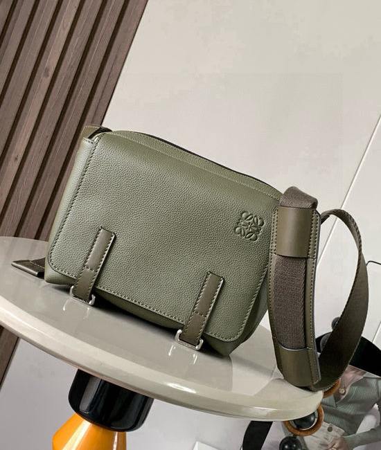 Loewe Military Messenger Litchi Leather Bag 9012