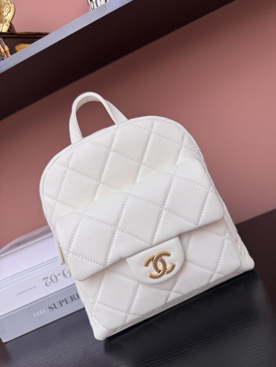 Chanel Ball Grain Leather Backpack with Adjustable Straps AS5793