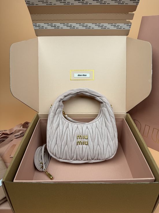 Miu Miu Wander Matelasse Hobo Suede Lambskin Bag 5BC125
