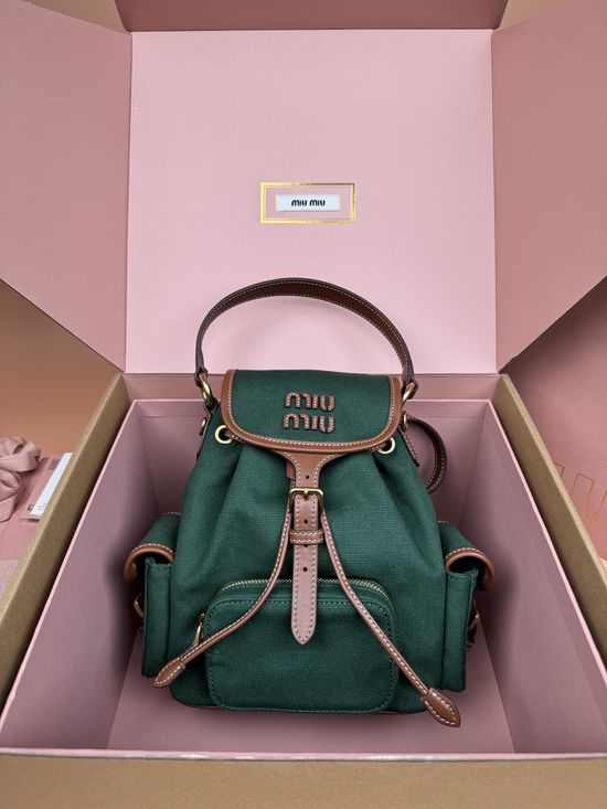 Miu Miu Canvas and Leather Backpack 5BZ043