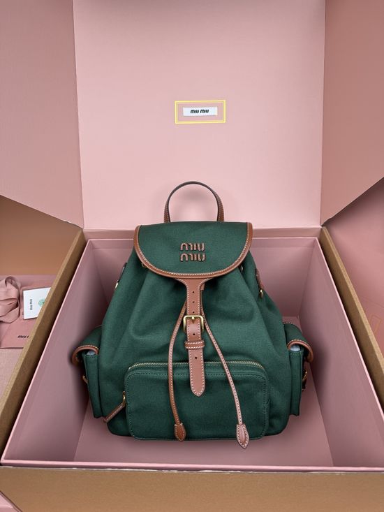 Miu Miu Canvas and Leather Backpack 5BZ042