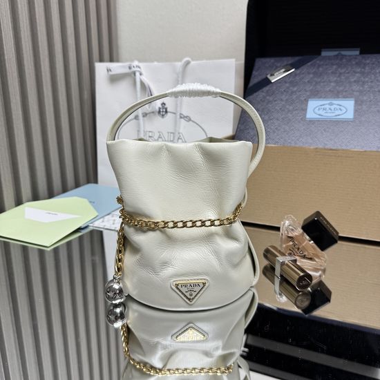 Prada 1BE088 Classic Bucket Bag in Lambskin