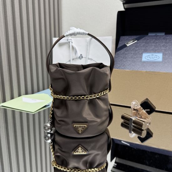 Prada 1BE088 Fashionable Nylon Leather Bucket Bag