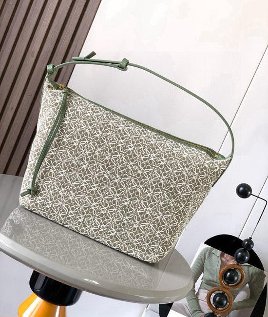 Loewe Cubi Jacquard and Leather Shoulder Bag 9008