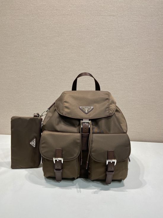 Prada Nylon Backpack Leather Trim 1BZ811
