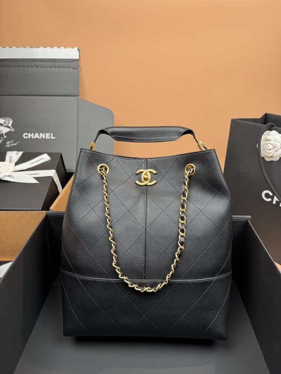 Chanel Hobo Shopping Bag Quilted Calfskin 5635