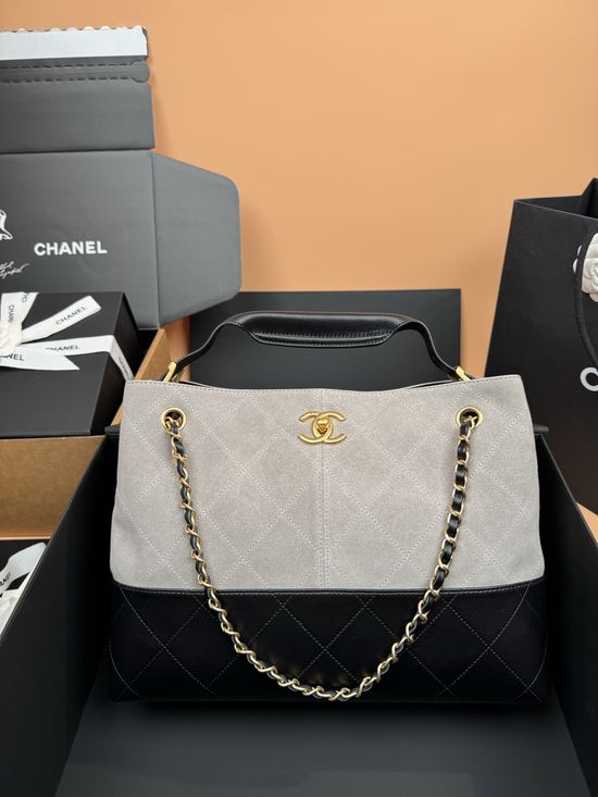 Chanel Hobo Shopping Bag Medium Gray 5634