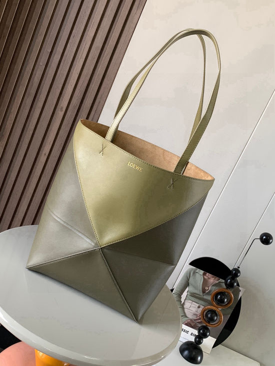 Loewe Puzzle Fold Shiny Leather Tote Bag 9029