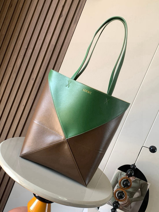 Loewe Puzzle Fold Glossy Leather Tote 9029
