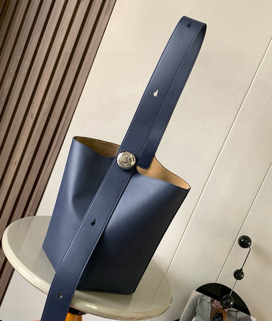 Loewe Pebble Bucket Soft Leather Navy Blue 9045