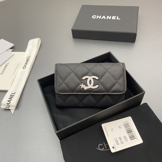 Chanel Caviar Leather Star Logo Card Holder AP4812