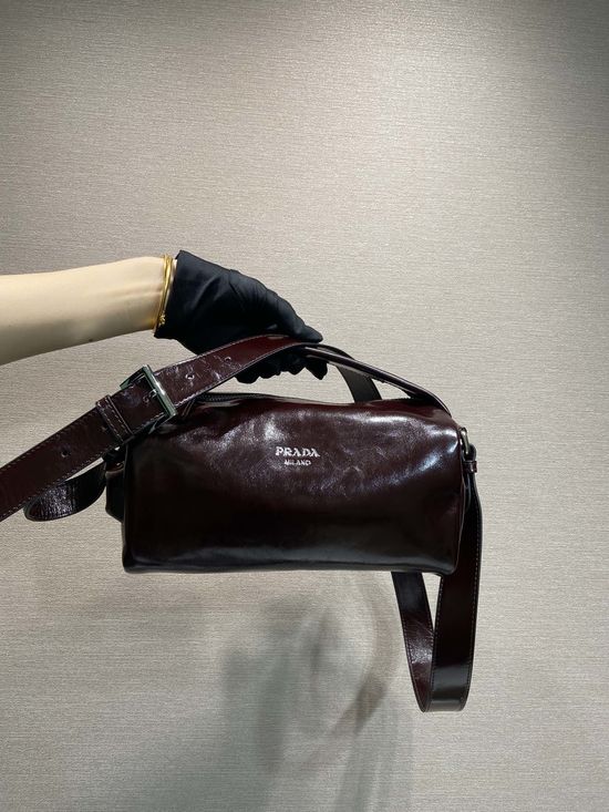 Prada Boston Waxed Leather Small Handbag 2VH188