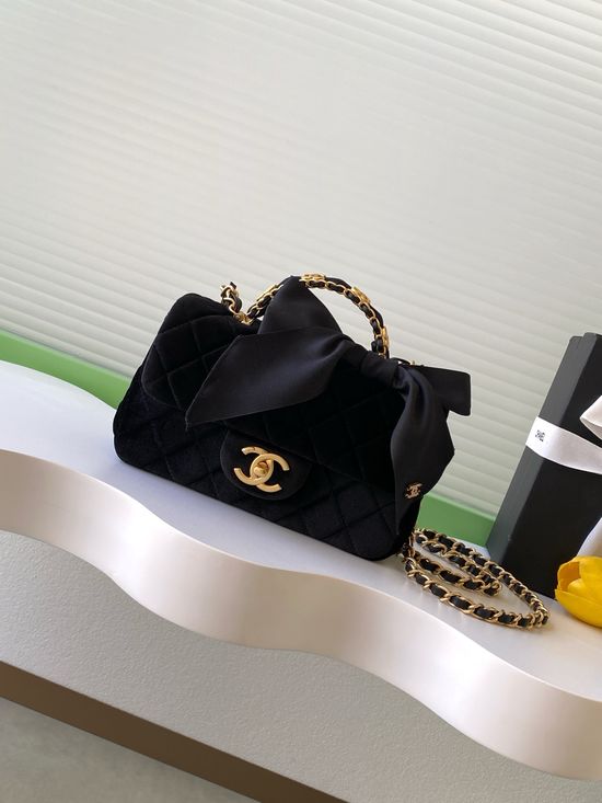 Chanel 25K Velvet Bow CF Handle Bag AS5701