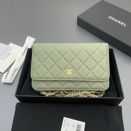 Chanel Original Leather Fish Sauce Cowhide Green Bag AP0250