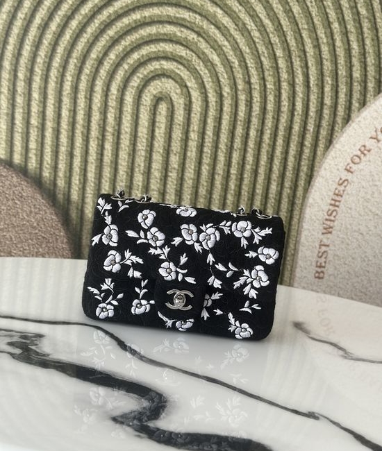 Chanel Camellia Embroidered Diamond Flap Bag