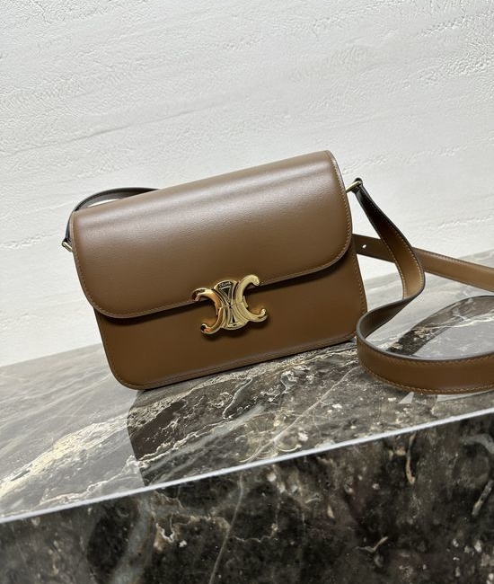 Celine Triomphe Grained Calfskin Shoulder Bag 187366