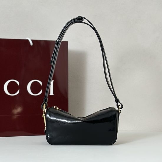 Gucci Large Bag Black Patent Crinkled 860784