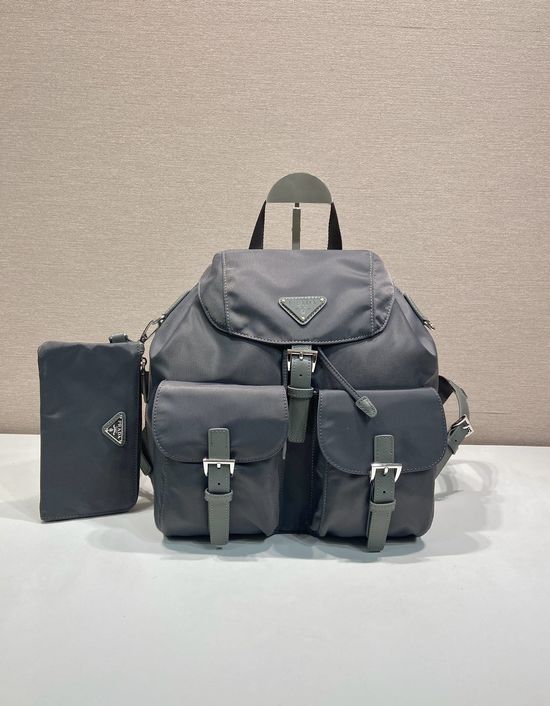 Prada Nylon Saffiano Leather Trim Backpack 1BZ811