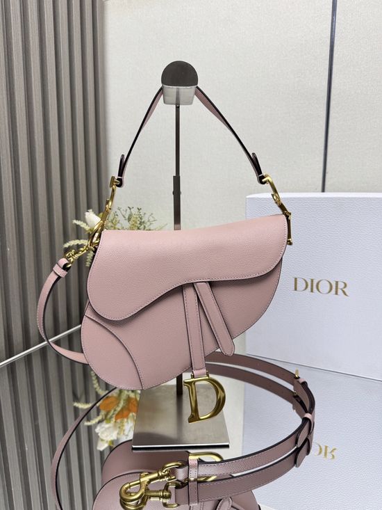 Christian Dior Saddle Bag Vintage Pink Leather 11906