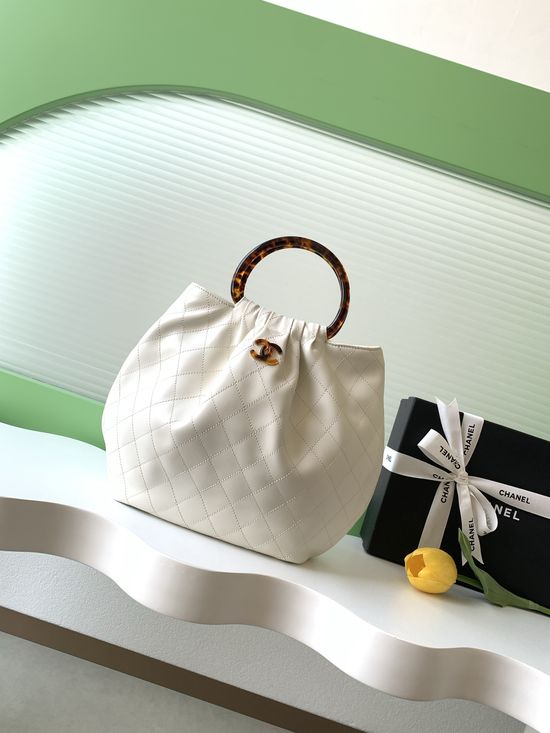 Chanel Lambskin Tortoiseshell Handle Large Bag AS6010