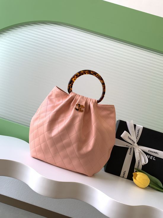 Chanel Lambskin Tortoiseshell Handle Large Bag AS6010