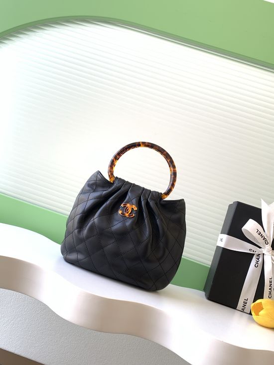 Chanel Lambskin Tortoiseshell Handle Medium Bag AS6022