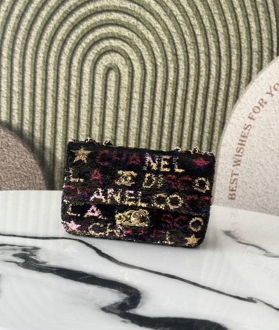 Chanel Flap Bag Rainbow Sequin 24c