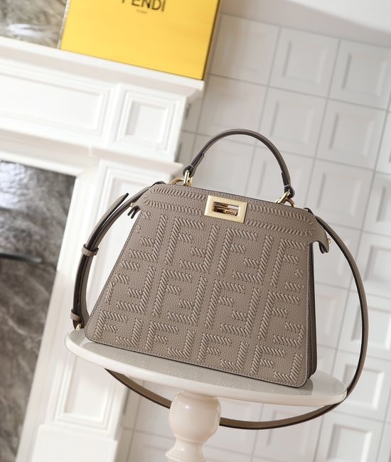 Fendi Peekaboo ISeeU Woven Logo Grey 1303