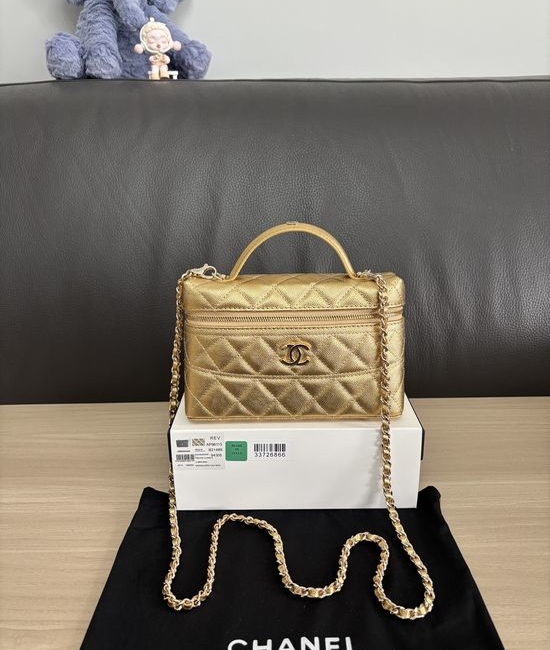 Chanel Chain Handle Clutch with Golden Logo 96113