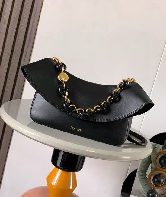 Loewe Ola Smooth Leather Handbag Black 9150