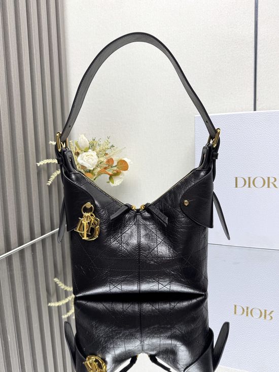 Christian Dior Voyage Small Black Ruched Bag 16961