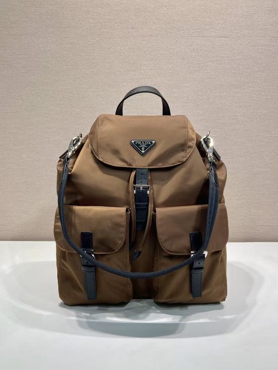 Prada Re-Nylon Golden Coffee Backpack 2VZ110A