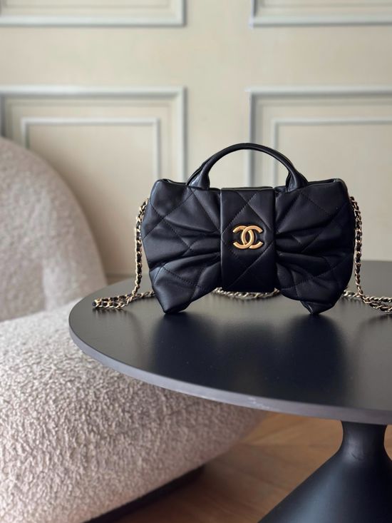 Chanel Bow Quilted Lambskin Handbag AS5849