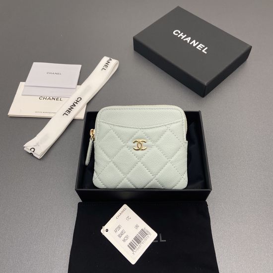 Chanel Small Zipper Card Holder Light Blue 2061