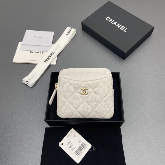 Chanel Small Zipper Card Holder White 2061