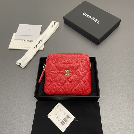 Chanel Small Zipper Card Holder Red 2061