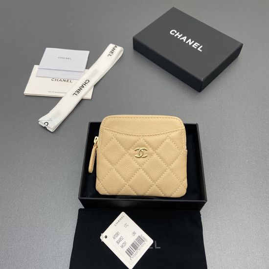 Chanel Small Zipper Card Holder Beige 2061