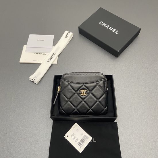 Chanel Zipper Card Holder Lambskin Wallet 2061
