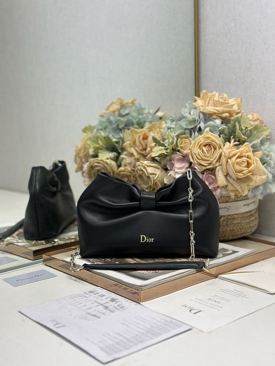 Christian Dior LAMBSKIN Black Chain Bag 0714
