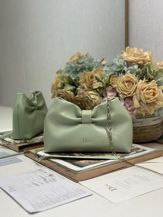 Christian Dior LAMBSKIN Avocado Green Chain Bag 0714